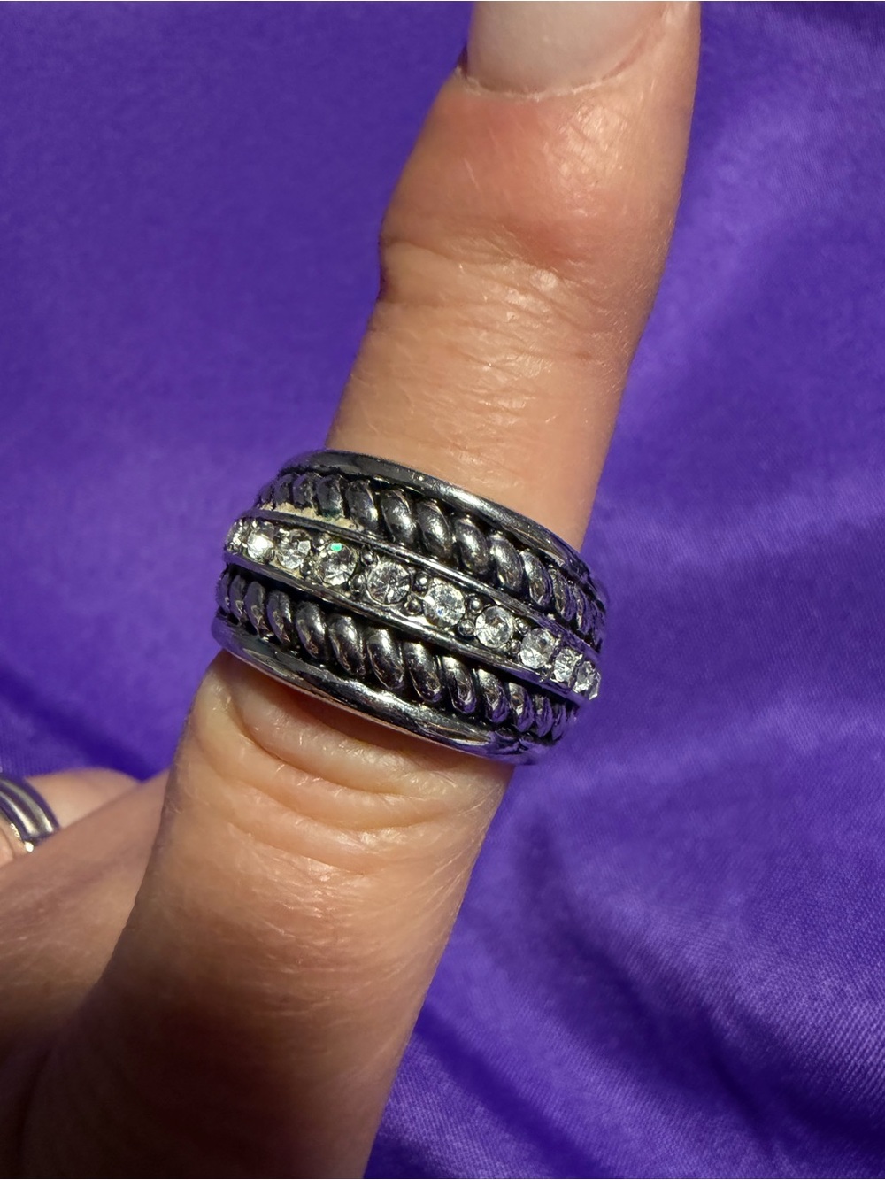 Park Lane Silver Crystal Rope Statement Ring Size 9 New